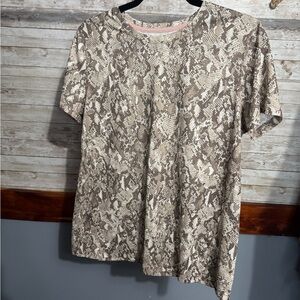 Ideology Beige and Brown Snake Print Short Sleeve Top